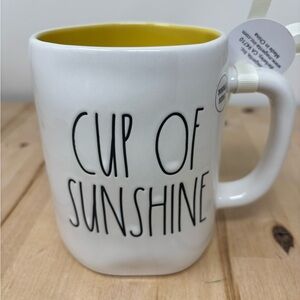 Rae Dunn CUP OF SUNSHINE Mug White Double Sided Yellow Inside Lemon Decor New